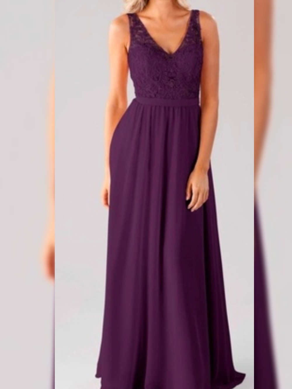 Kennedy Blue Sleeveless Lace Bodice Maxi Dress in Eggplamt